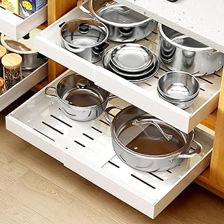 Two-Piece Expandable Pull-Out Cabinet Organizer