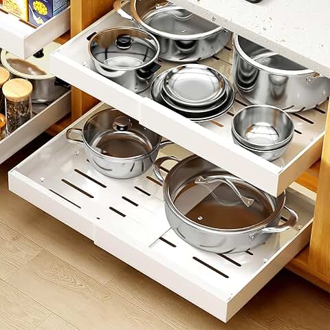 Two-Piece Expandable Pull-Out Cabinet Organizer