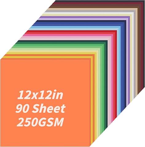 Bulk Colored Cardstock, 90 Sheets, 12x12 Inches