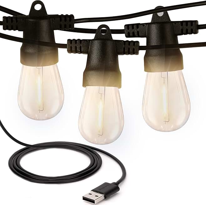 24 Ft Waterproof Outdoor String Lights with 12 Bulbs