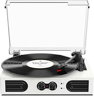 Vintage 3-Speed Vinyl Record Player with Built-in Speakers