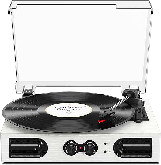 Vintage 3-Speed Vinyl Record Player with Built-in Speakers