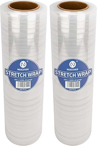 18 Inch Clear Stretch Wrap, 1200 Feet, 2 Rolls