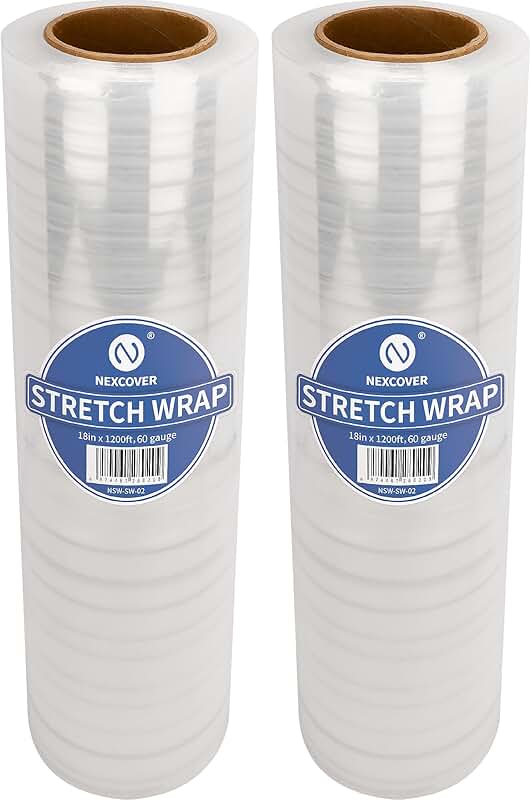 18 Inch Clear Stretch Wrap, 1200 Feet, 2 Rolls