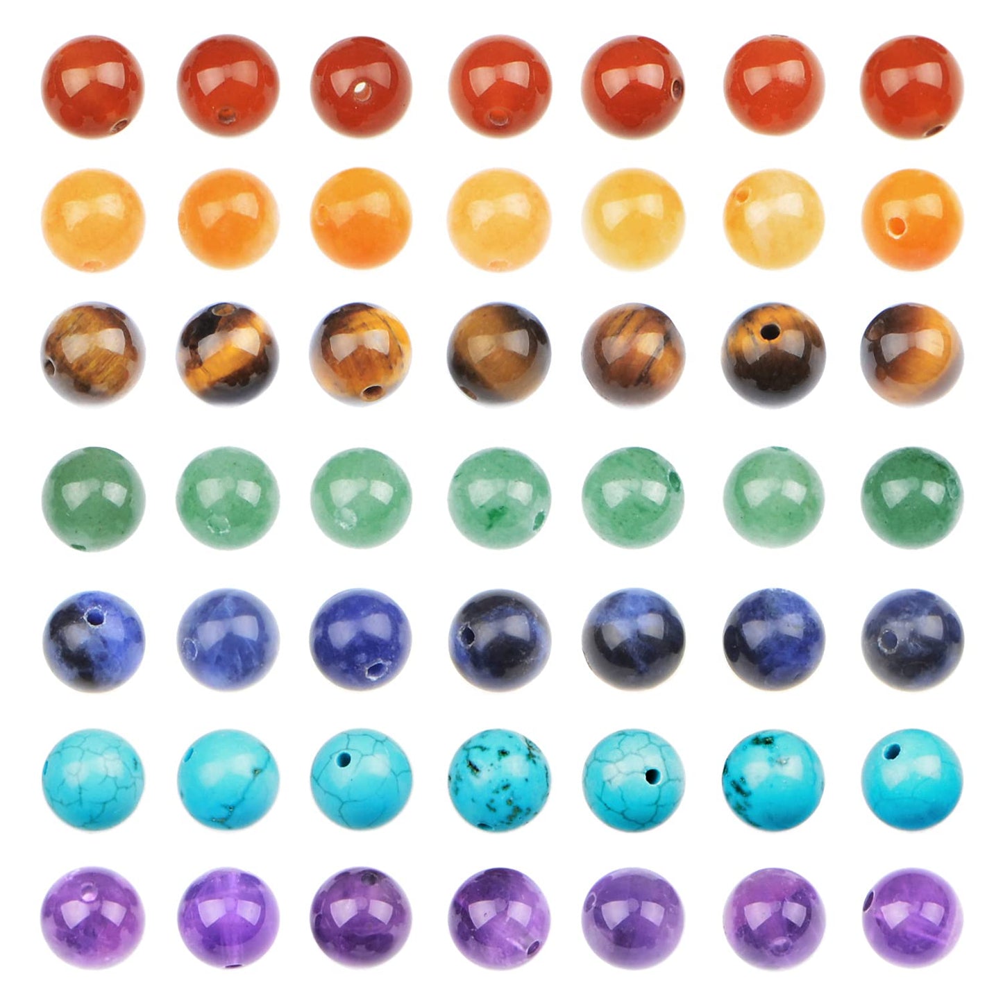 Natural 8mm Chakra Stone Beads for Jewelry Making 112 Pieces