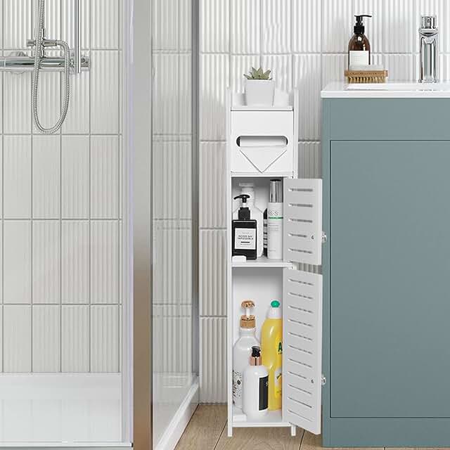 Slim Over-the-Toilet Bathroom Storage Cabinet with Shelves