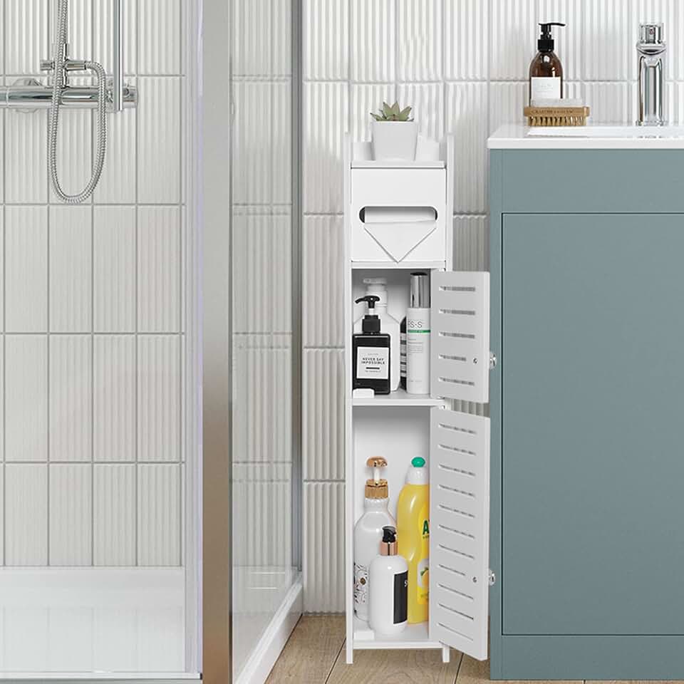 Slim Over-the-Toilet Bathroom Storage Cabinet with Shelves