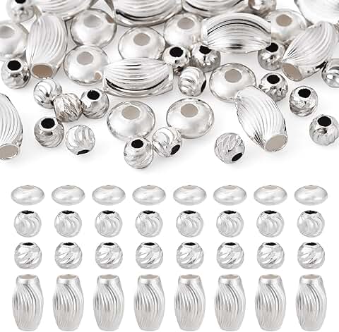 40 Pcs Sterling Silver Beads for Jewelry Making