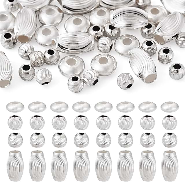 40 Pcs Sterling Silver Beads for Jewelry Making