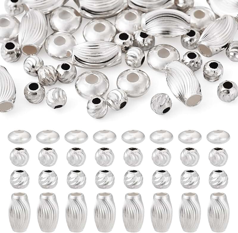 40 Pcs Sterling Silver Beads for Jewelry Making