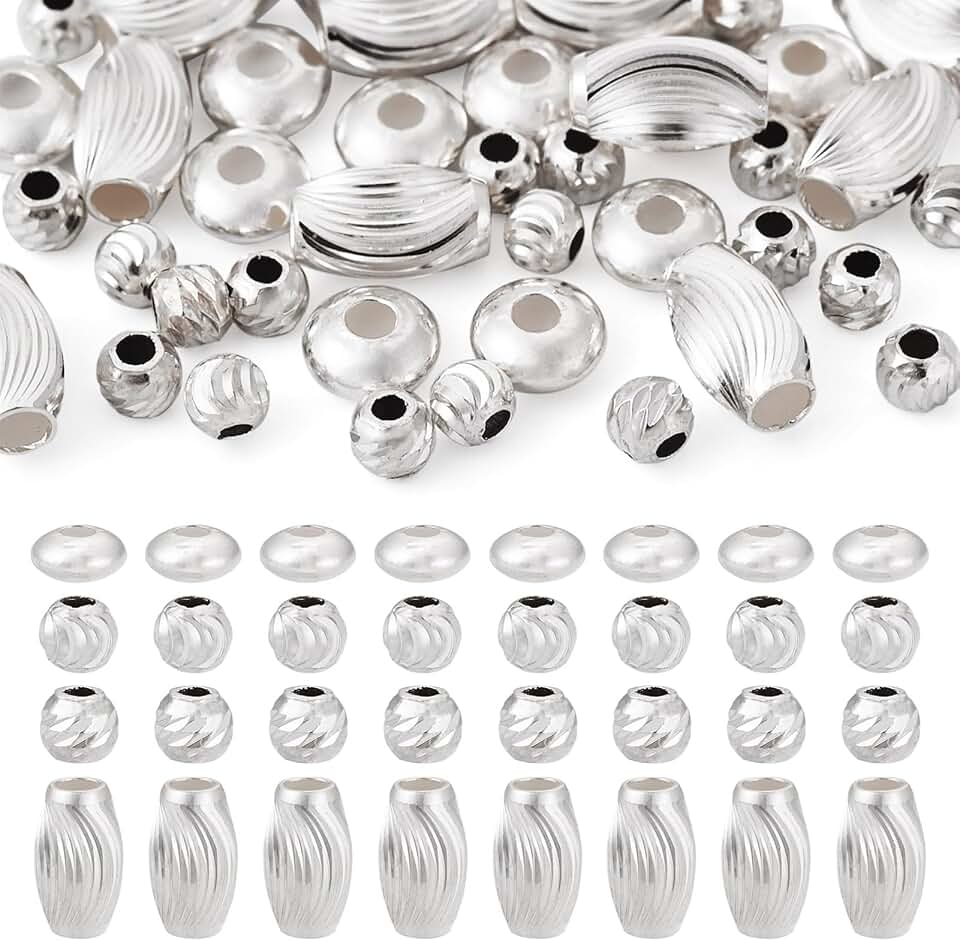 40 Pcs Sterling Silver Beads for Jewelry Making