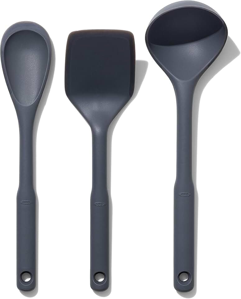 3-Piece Gray Silicone Utensil Set