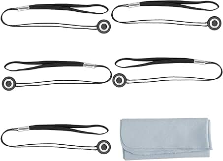 5 Pack Lens Cap Leash with Cleaning Cloth
