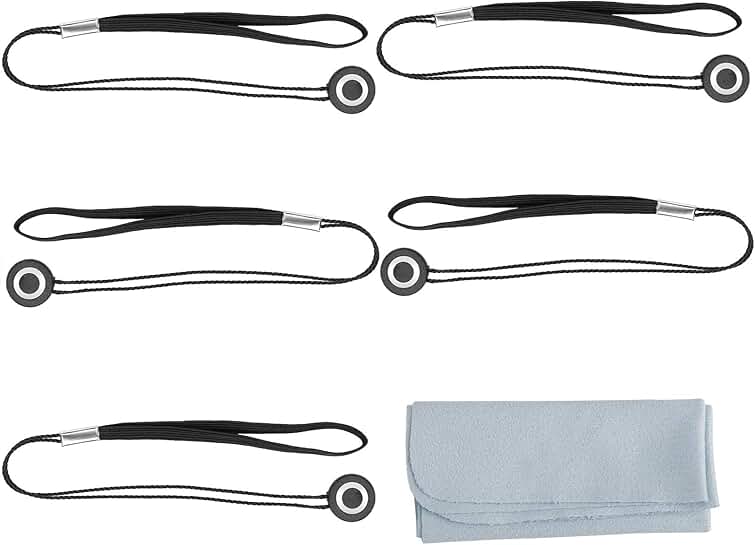 5 Pack Lens Cap Leash with Cleaning Cloth