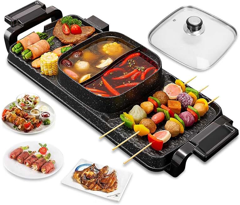 Electric Hot Pot with Grill for 2-12 People