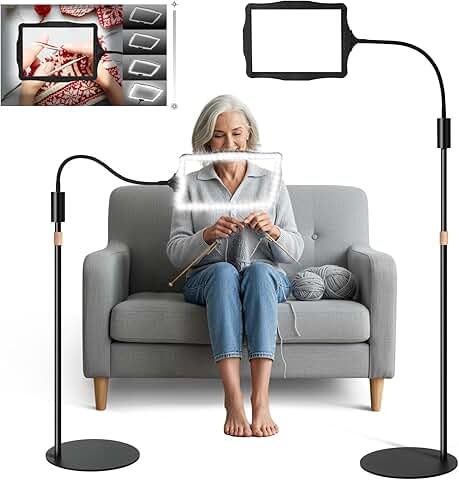 Hands-Free Floor Magnifying Lamp with Light and Stand