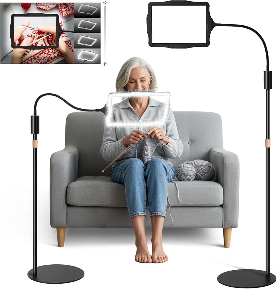 Hands-Free Floor Magnifying Lamp with Light and Stand