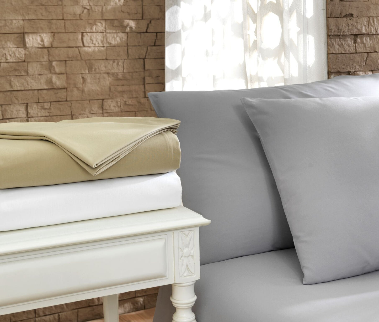 Pera Solid 5 Piece Duvet Cover and Sheet Set 100% Authentic Turkish Cotton Spa Hotel 5 PC, King, Warm Sand