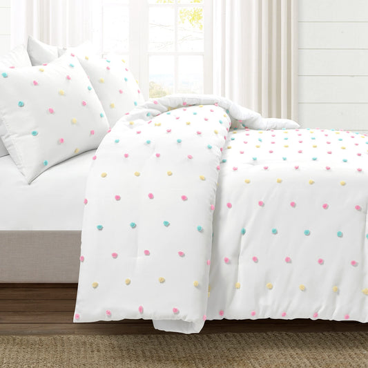 Rainbow Tufted Dot 3 Piece Comforter Set, Full/Queen, Multi