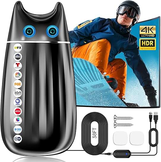 Long Range Indoor TV Antenna with 38ft Cable