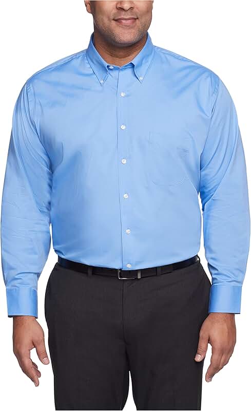 Men's Large Fit Solid Stretch Dress Shirts