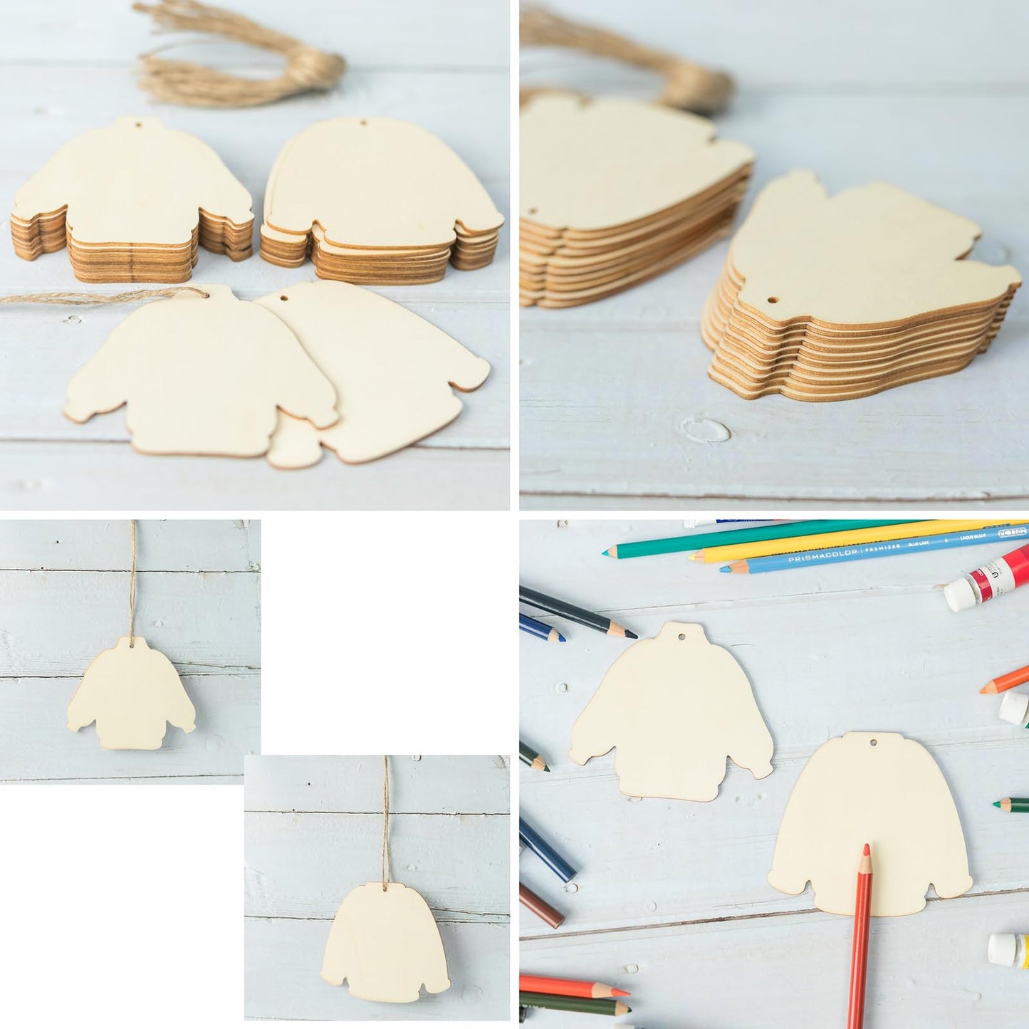Wooden Sweater Ornaments - 20 Pieces Unfinished