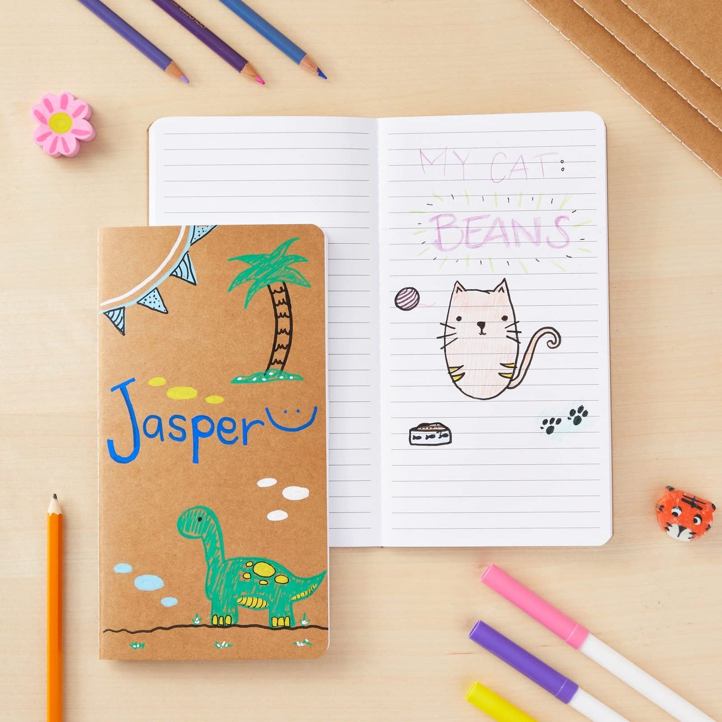 Kraft Brown Lined Notebooks for School, Pack of 48