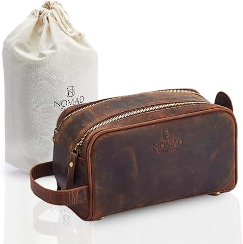 Premium Leather Travel Toiletry Bag for Men and Women