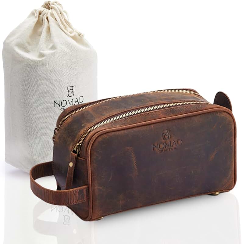 Premium Leather Travel Toiletry Bag for Men and Women