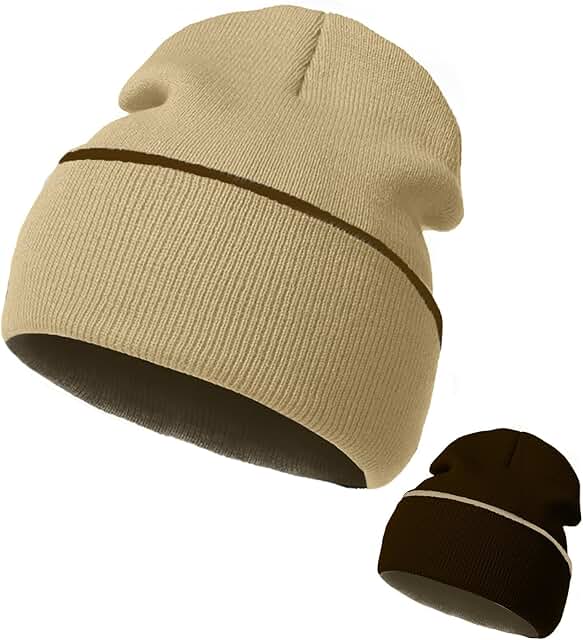 Unisex Reversible Knit Beanie for Men and Women