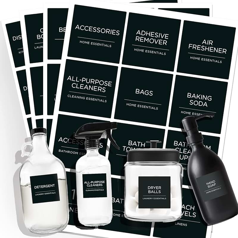 144 Minimalist Laundry Room Labels Set