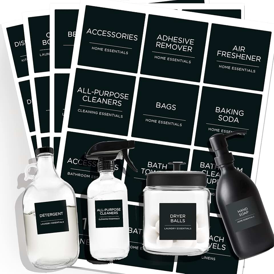 144 Minimalist Laundry Room Labels Set