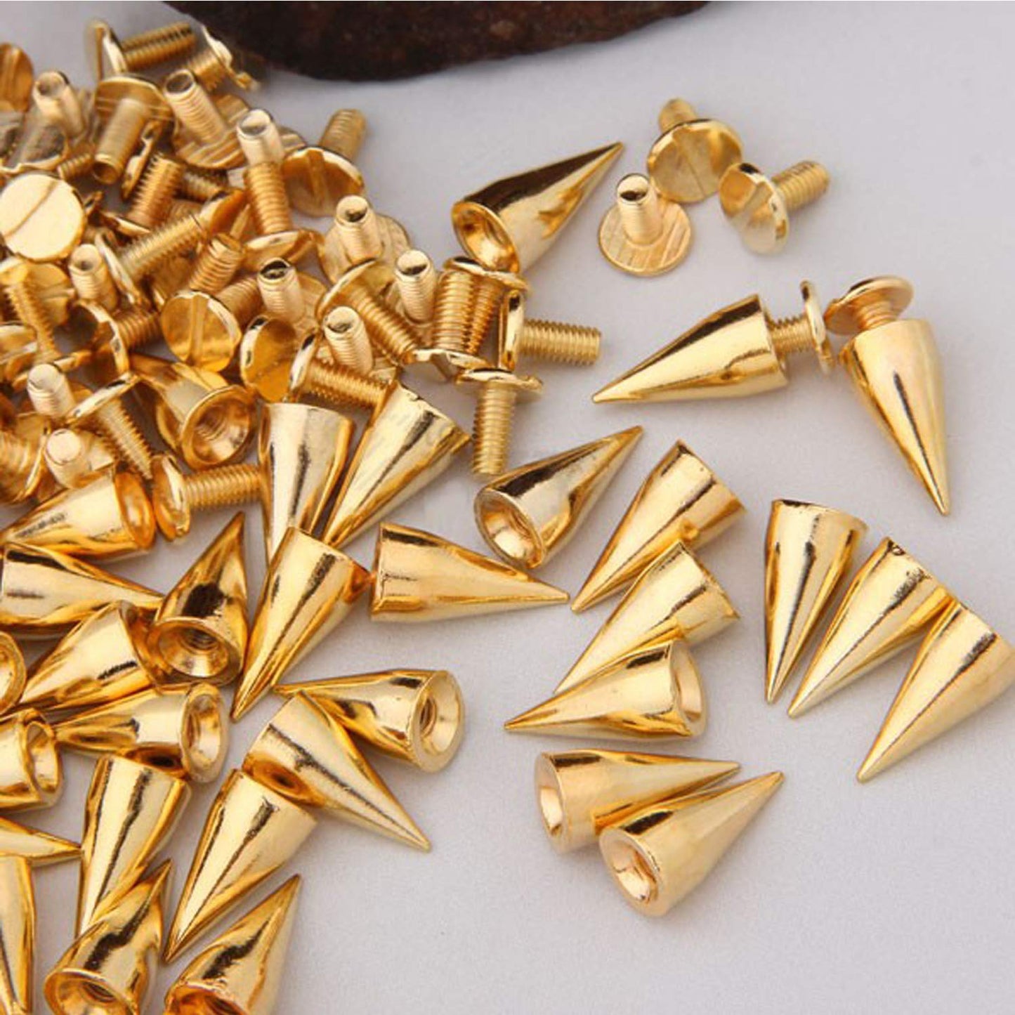 Gold Spike Studs 30 Sets 13MM Metal Screw Backs