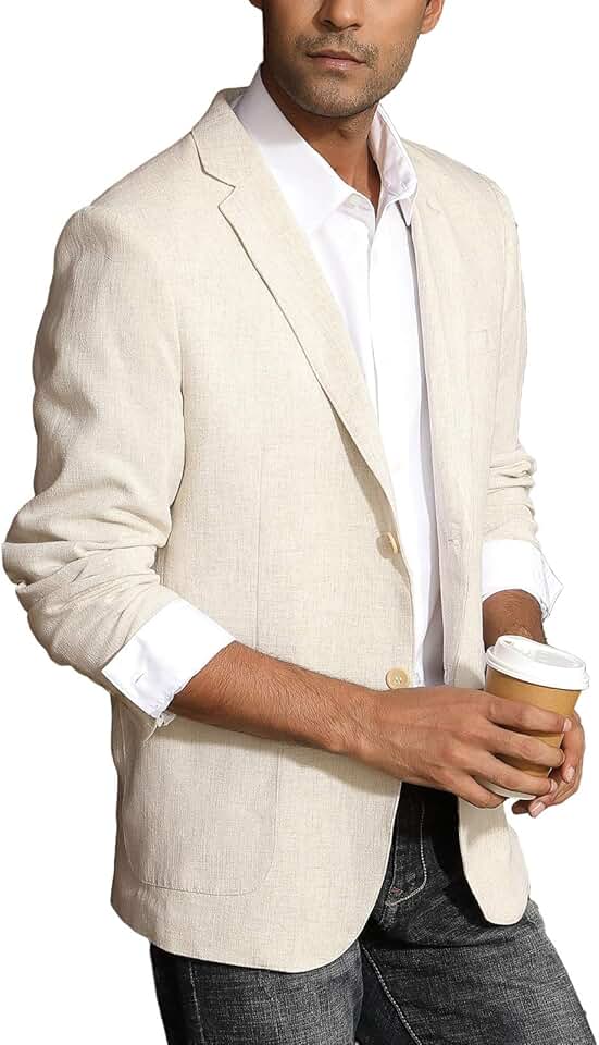 Men's Slim Fit Lightweight Linen Blazer