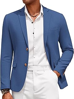 Men's Casual Cotton Linen Blazer with Two Buttons