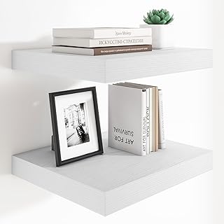 12-Inch Deep Wall Shelves, 16x12 Inches, White, 2-Pack