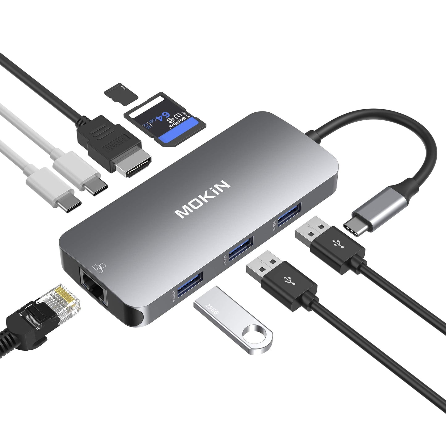 USB C Adapters for MacBook Pro/Air,Mac Dongle with 3 USB Port,USB C to HDMI, USB C to RJ45 Ethernet, 9 in 1 USB C to HDMI Adapter,100W Pd Charging, USB C to SD/TF Card Reader USB C Hub