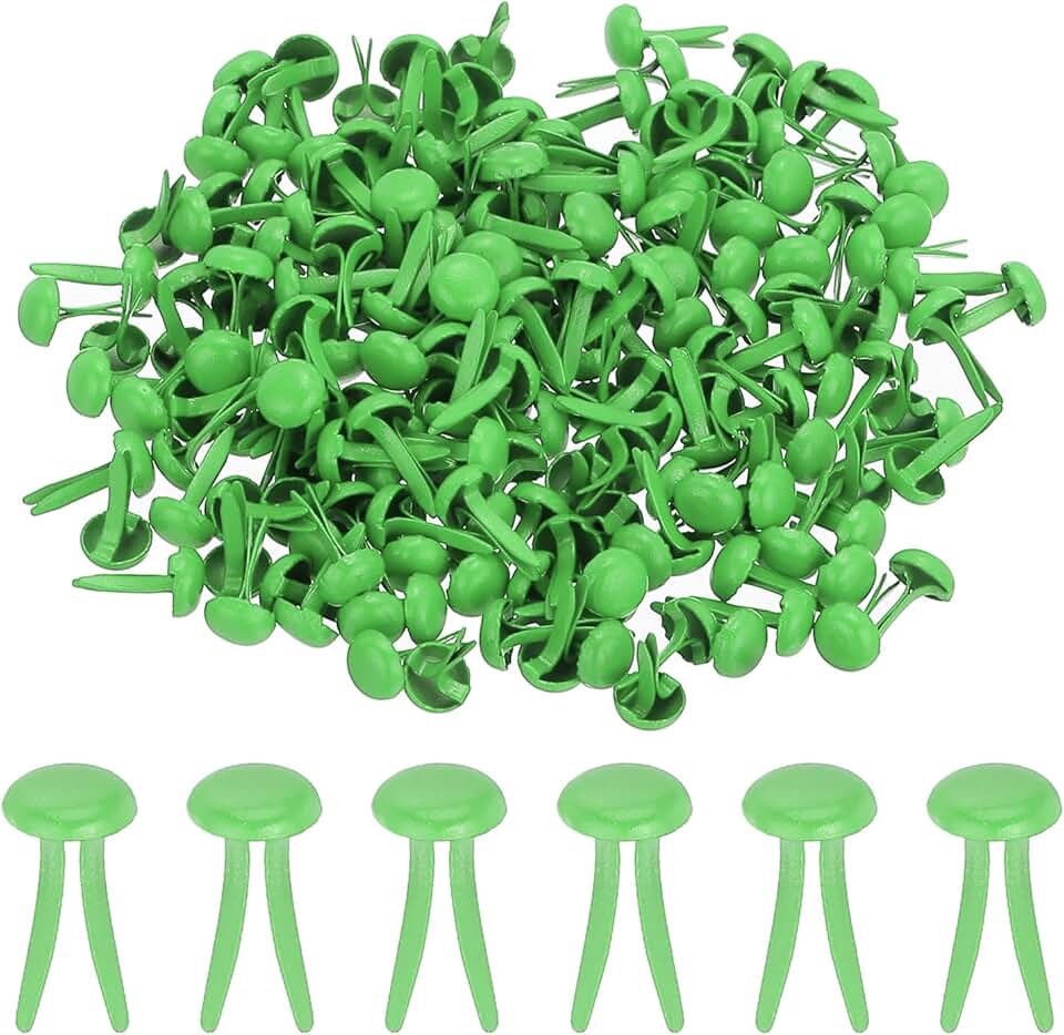 1000 Green Mini Metal Paper Fasteners 4.5x8mm