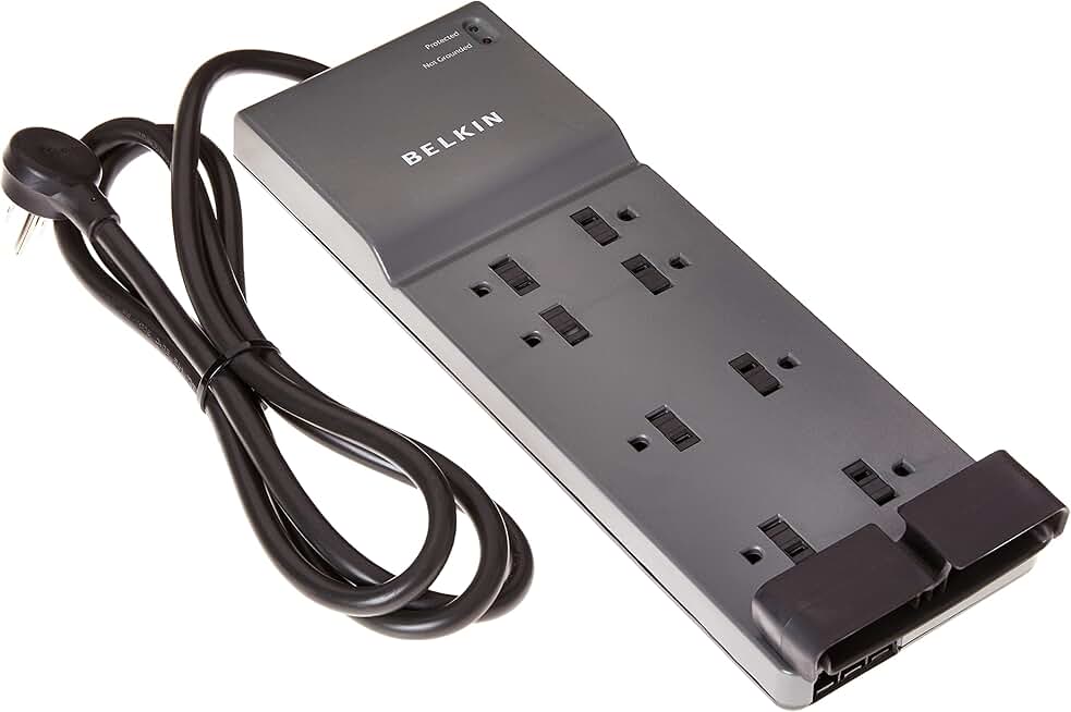 8-Outlet Power Strip Surge Protector, 6ft Cord, Pack of 3