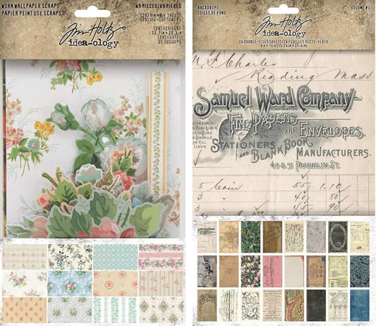 Worn Wallpaper Scraps and Backdrops Cardstock Bundle