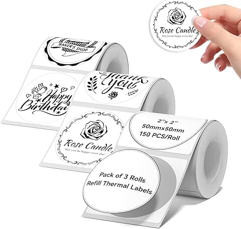 Three Rolls of 2x2 Inch White Labels for Printing