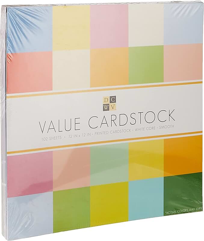 Assorted Solid Color Cardstock Stack, 102 Sheets