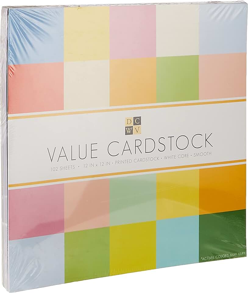 Assorted Solid Color Cardstock Stack, 102 Sheets