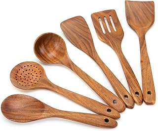 6-Piece Wooden Cooking Spoon Set for Non-Stick Pans