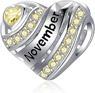 Sterling Silver Heart Birthstone Charm for Bracelets and Necklaces