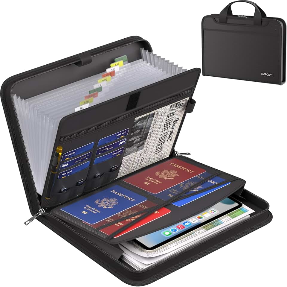 Fireproof Accordion File Organizer with 13 Pockets