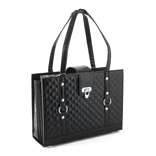 Black Leather File Organizer Tote