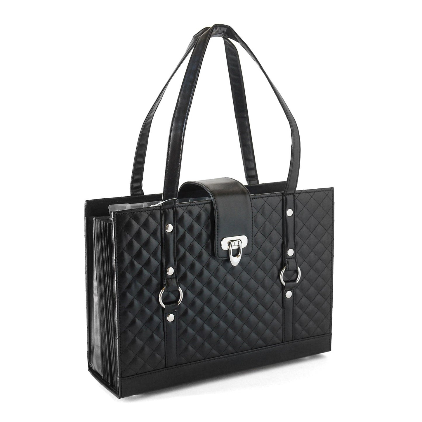 Black Leather File Organizer Tote