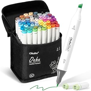 60-color double-tipped alcohol marker set for artists