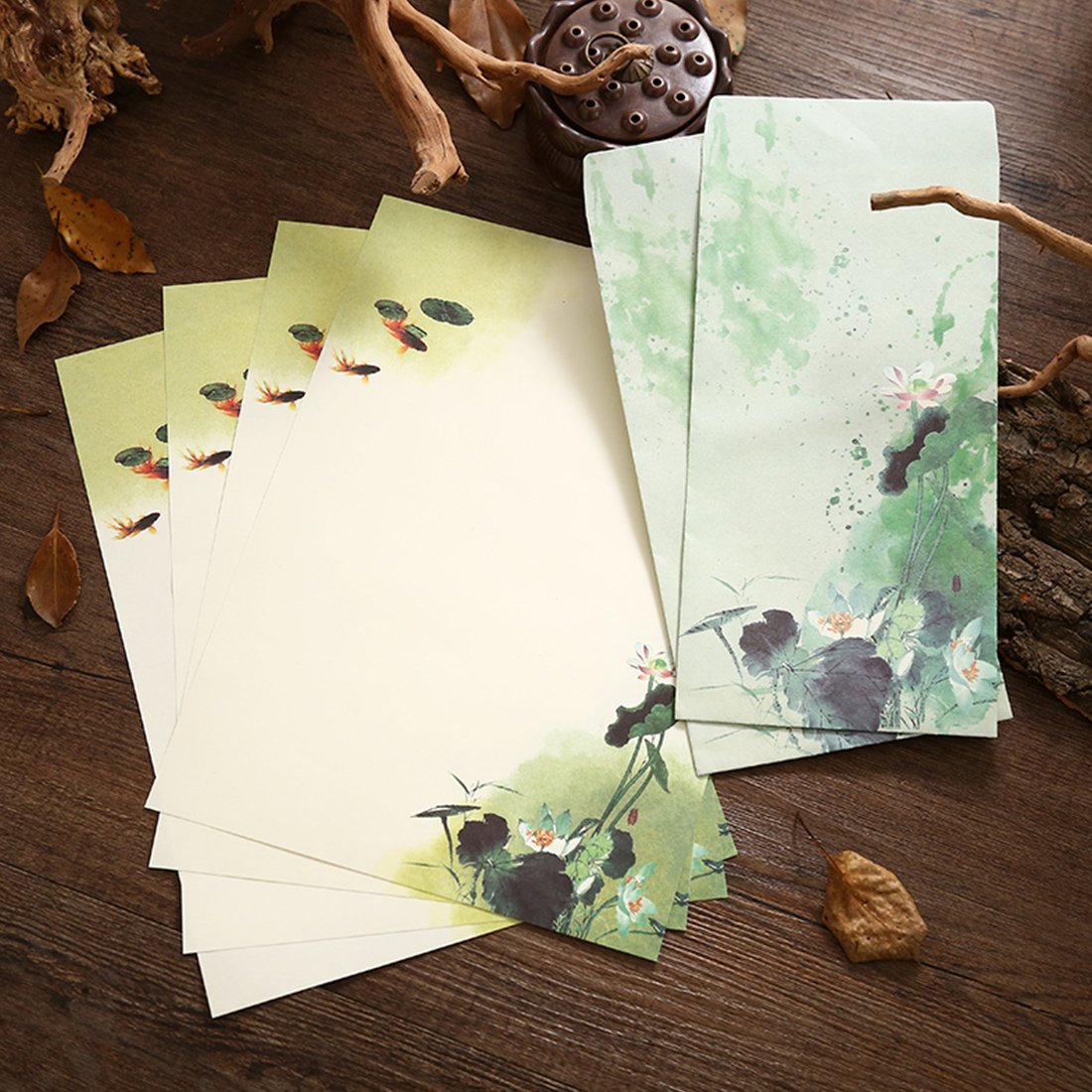 Cute Retro Envelopes and Stationery Set